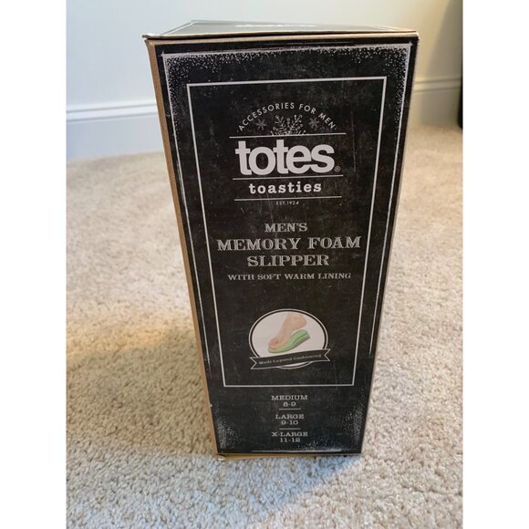 Totes Toasties Men's Memory Foam Slipper Navy W Lining Men's M 8-9 New In Box - Picture 2 of 6